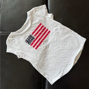 Jumping Beans - Girl’s White Tee with Patriotic Flag Graphic